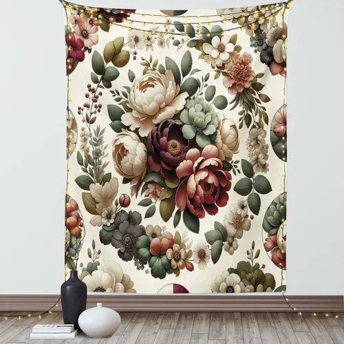 Vista 164 de Ambesonne Tapiz bohemio, diseño floral de bruja, luna y mariposa con adornos de mandala, decoración de tela para colgar en la pared para dormitorio
