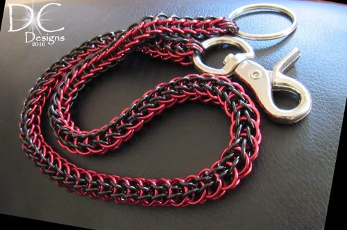 Vista 6 de Red and Black Wallet Chain, Chainmail Wallet Chain, Handmade Wallet Chain, Various Colors to Choose From