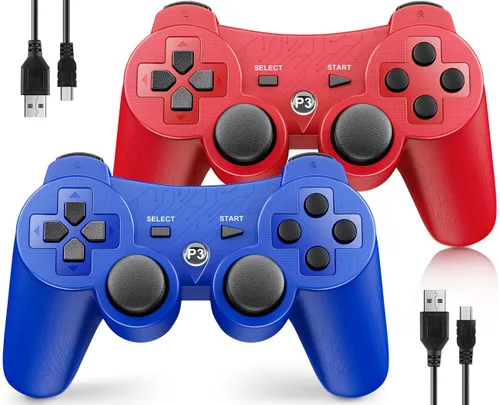Vista 13 de OKHAHA Controller 2 Pack for PS3 Wireless Controller for Sony Playstation 3, Double Shock 3, Bluetooth, Rechargeable, Motion Sensor, Remote for PS3
