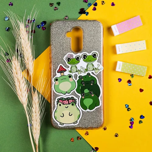 Vista 8 de BulbaCraft Conjunto de calcomanías de ranas kawaii, 50 piezas de vinilo verde y blanco para niños, impermeable, resistente a los arañazos, uso