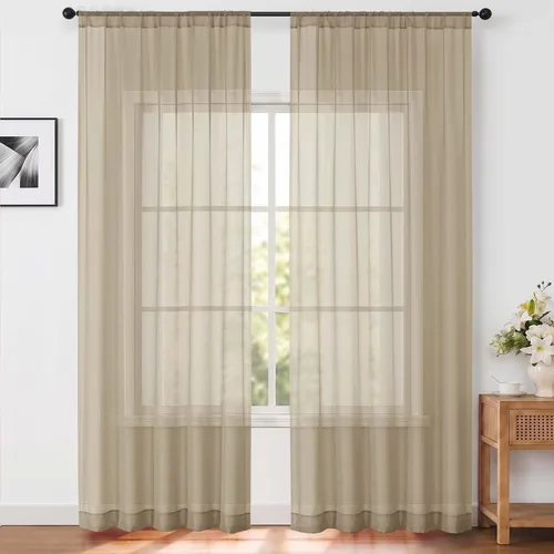 Vista 25 de OWENIE White Sheer Curtains 96 Inches Long 2 Panels for Living Room 52 Wide