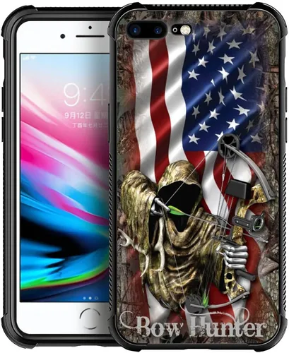 Vista 41 de DJSOK Funda compatible con iPhone 7/8 Plus, diseño con patrón de parachoques trasero, esquinas reforzadas antiarañazos, caver de TPU suave, fundas