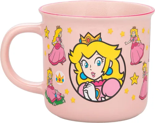 Vista 6 de Paladone Super Mario Princess - Taza de café de cerámica rosa con licencia oficial de Nintendo para bebidas calientes, regalo para jugadores