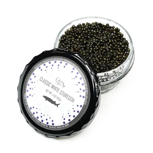 Vista 7 de Caviar de esturión blanco del Pacífico "American Beluga" - Huevas cultivadas en Estados Unidos (1 oz)