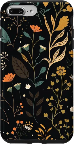 Vista 12 de Floral Aesthetic Simple Boho Modern Botanical Flowers Black Case for iPhone 17
