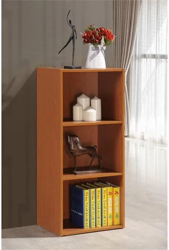 Vista 2 de Pemberly Row Estantería de madera de 3 estantes, acabado cereza, 35.67 pulgadas de alto x 15.91 pulgadas de ancho x 11.77 pulgadas de profundidad