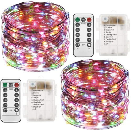 Vista 15 de Twinkle Star, 5 pulgadas para interior y exterior, luces LED en guirnalda operadas por batería, impermeables con control remoto, temporizador y 8