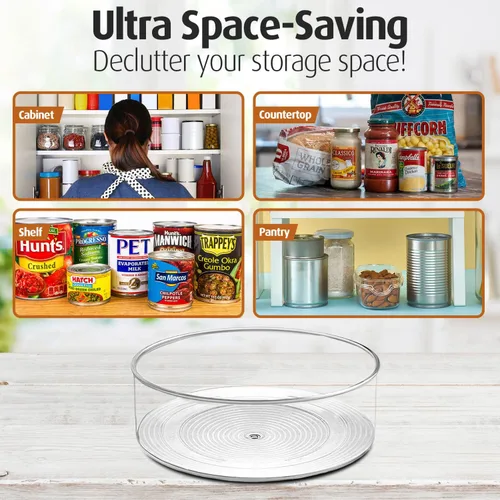 Vista 2 de Lazy Susan - Organizador de tocadiscos – para cocina, despensa, gabinete, mesa de comedor, refrigerador, encimera – Susan giratoria transparente – 9