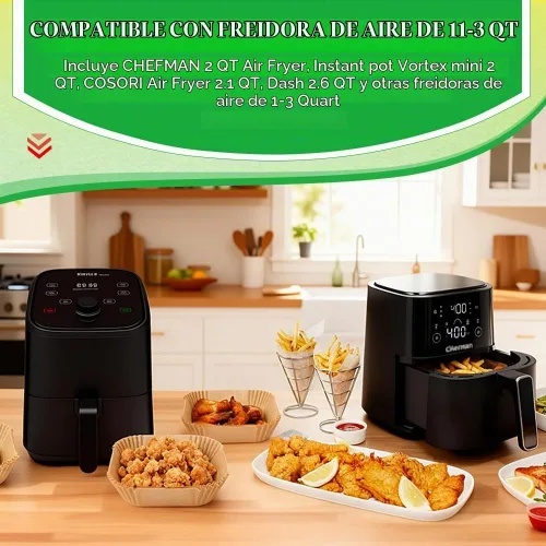 Vista 3 de BYKITCHEN 200 forros pequeños para freidora de aire de 5.5 pulgadas