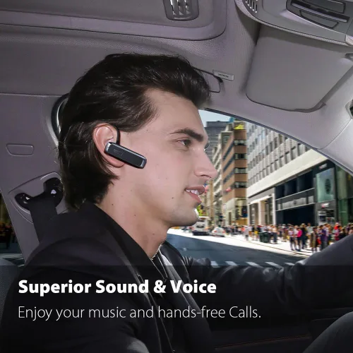 Vista 2 de Auricular Bluetooth, manos libres, auricular Bluetooth inalámbrico con 18 horas de reproducción y micrófono con cancelación de ruido para iPhone