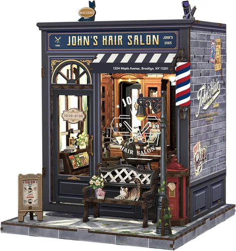 Vista 11 de Kit de Rincón de Libro - Kit de Casa de Muñecas en Miniatura DIY Scene para Adultos, Rompecabezas 3D de Estantería 255 Piezas, Modelo de Casa
