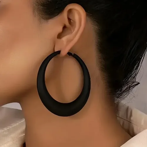 Vista 2 de Aretes de aro coloridos para mujer, aretes colgantes de neón de los años 80 y 90, aretes retro mate grandes, aretes gruesos exagerados, joyería Y2K