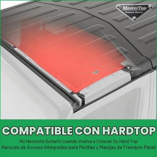 Vista 4 de MasterTop ShadeMaker Bimini Techo de Malla - Se Ajusta a Jeep Wrangler JL de 2 Puertas 2018-2023 - Parasol para Jeep Wrangler JL - Correas y Rojo