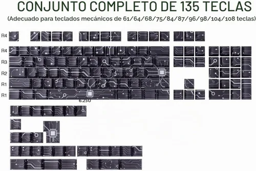 Vista 5 de Custom PBT Keycaps, Cool Modern Technology Style Keyboard Key caps(Black)