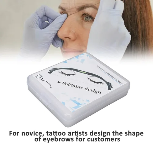 Vista 3 de Juego de reglas de marcador de línea de cejas, herramienta de cuerda de mapeo de cejas plegable Hilo Microblading Line Marker Kit de regla