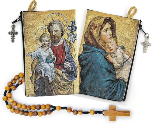 Vista 10 de Logos Trading Post Olive Wood Catholic Rosary & Woven Rosary Pouch Gift Set La Divina Misericordia de Jesús y Jesús es Dios