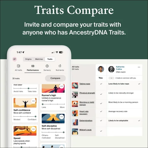 Vista 5 de AncestryDNA + Kit de prueba genética de rasgos: rasgos genéticos personalizados, prueba de etnia de ADN, orígenes y etnias, prueba completa de ADN