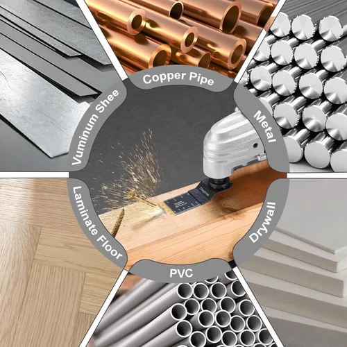 Vista 4 de Hojas de sierra oscilantes, Diagtree 115 piezas de hojas de multiherramienta oscilante de titanio para metal, madera y plástico, compatibles