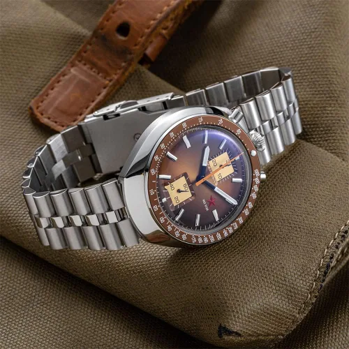 Vista 4 de Red Star Bull Head Chronograph Men 42mm Super Luminous 1963 ST1901 Movement 3D Bubble Mirror Pilot Mechanical Wrist Watches