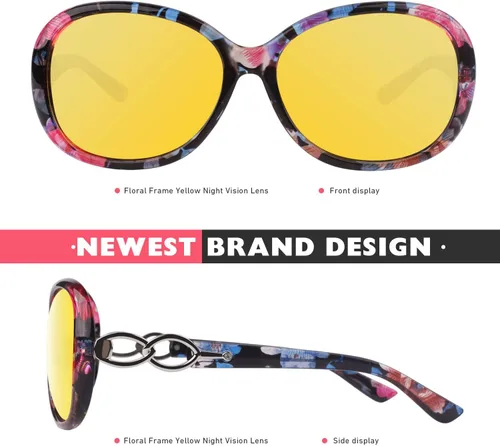 Vista 2 de CGID Gafas de conducción de visión nocturna para mujer, lentes polarizados con bloqueo de luz azul
