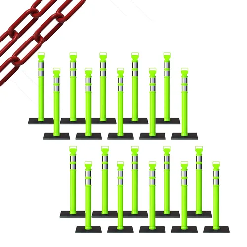 Vista 34 de Trafford Industrial - Juego de 20 postes delineadores de 45 pulgadas, collares reflectantes de 3 pulgadas, base de goma de 10 libras