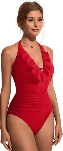 Vista 73 de SUUKSESS Traje de baño sexy de una pieza con volantes y control de abdomen para mujer