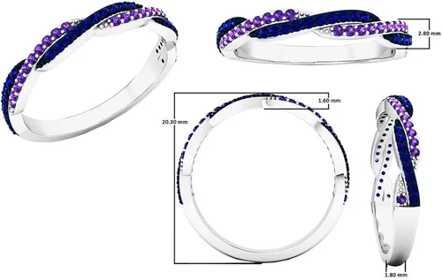 Vista 5 de Dazzlingrock Collection - Banda apilable de oro de 14 quilates con amatista y zafiro azul