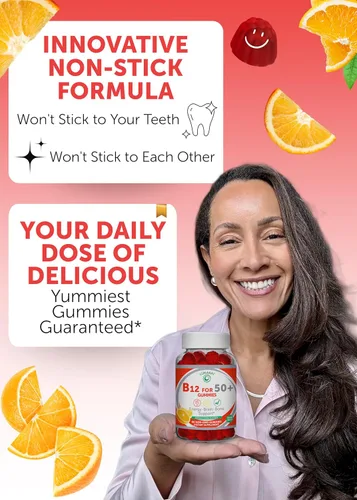 Vista 3 de Lunakai Gomitas de vitamina B12 fabricadas en Estados Unidos para adultos mayores de 50 años, sin OMG B12 para aumentar la energía y la vitalidad
