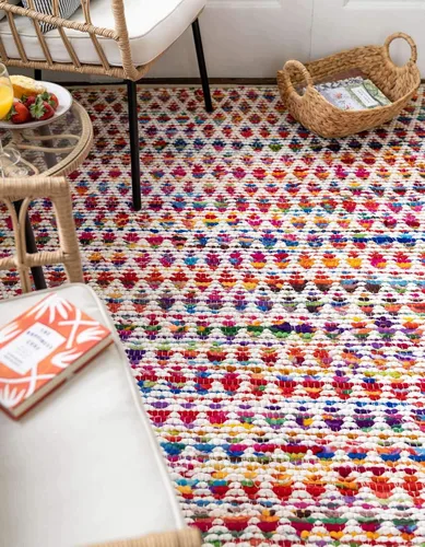Vista 4 de Unique Loom Braided Chindi Collection - Alfombra casual moderna para múltiples áreas, 9 pies x 12 pies, rectangular de 9 x 12 pies