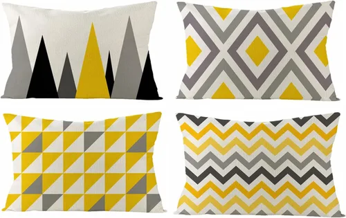 Vista 14 de Tosewever Juego de 4 fundas de almohada decorativas geométricas de 16 x 16 pulgadas, funda de cojín cuadrada de lino con patrón moderno para sofá