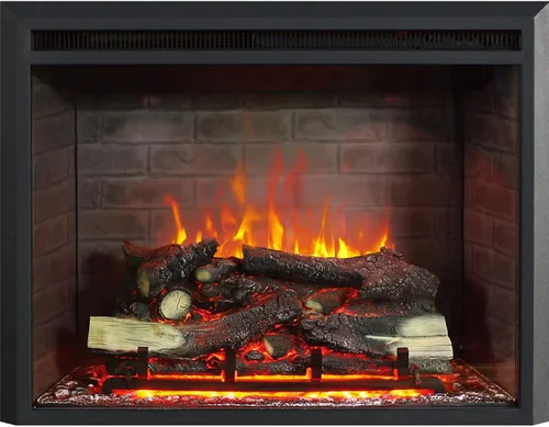 Vista 15 de RICHFLAME Gavin 23 Pulgadas Chimenea Eléctrica de Inserción con Tronco y Altavoz, Diseñada para Montaje en Pared, Apertura para Quema de Madera