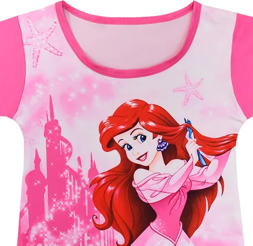 Vista 2 de WNQY Vestido casual con estampado de dibujos animados de princesa para niñas pequeñas