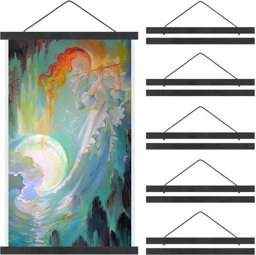 Vista 7 de Kanayu - Paquete de 6 marcos magnéticos para colgar pósteres, marco de madera ligera, 12 pulgadas, madera Kit de madera de teca para colgar
