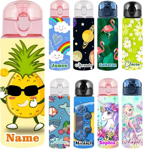 Vista 18 de Botellas de agua personalizadas con tapa, botella personalizada de 26 onzas con nombre, botellas de agua de plástico personalizadas, a prueba