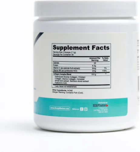 Vista 5 de Sculpt Nation por V Shred Collagen Peptides Powder - Tipos I, II y III Colágeno Plus Ácido Hialurónico para apoyar la salud saludable del cabello