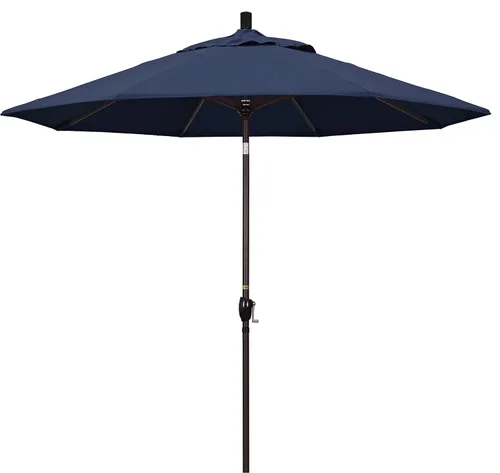 Vista 35 de California Umbrella Paraguas redondo de aluminio del mercado de 9', elevación de manivela, inclinación del botón, poste de bronce Azul (Air Blue)