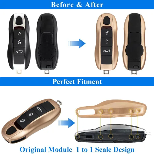 Vista 3 de AeroBon Funda de llave pintada con acabado inspirado en Neodyme, compatible con reemplazo de carcasa de llavero Porsche