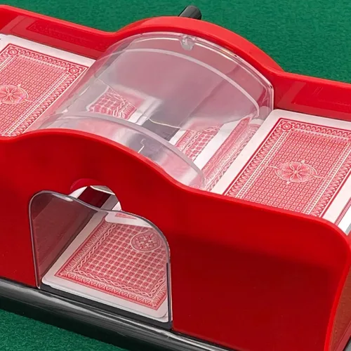 Vista 3 de CHH Barajador de cartas de manivela – Barajador manual de cartas para cartas estándar o de tamaño puente – Silencioso y fácil de usar – Diseñado