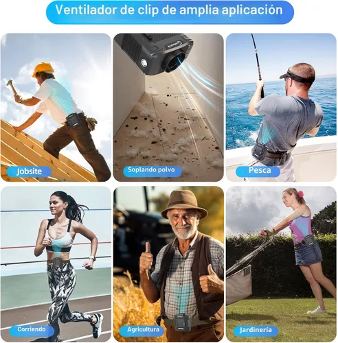 Vista 6 de Ventilador de cintura – Ventilador de cinturón portátil de doble motor fuerte de 17000 RPM, batería de 10000 mAh, tiempo de funcionamiento 24 horas