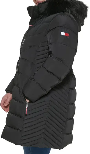 Vista 2 de Tommy Hilfiger Chaqueta acolchada larga con capucha para mujer de talla grande