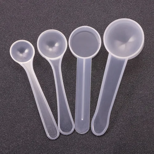 Vista 3 de ONLYKXY 4 cucharas medidoras de plástico transparente de mango largo, cucharas de leche en polvo, cucharas de cucharas de cocina