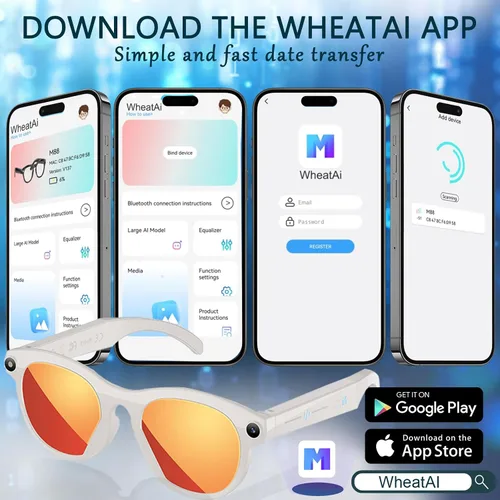 Vista 5 de Gafas Inteligentes con Cámara Gafas AI Gafas Bluetooth Lentes Reemplazables, Batería de 48H para Viajes, Conferencias y Vlogging. Traducción, Blanco