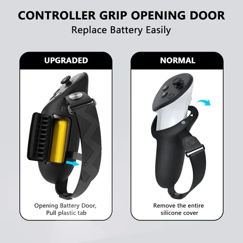 Vista 2 de UPOK Controller Grips For Oculus Quest 3 - Silicone Protective Handle Cover For Meta Quest3 Opening Door Easy Replace Battery and Palm Adjustable