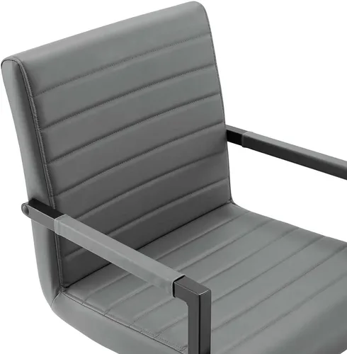 Vista 3 de Modway Savoy - Silla de comedor de cuero vegano en color gris - Juego de 2