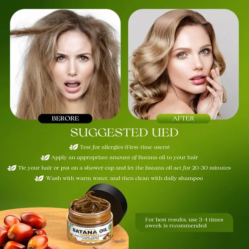 Vista 6 de GREEONIL Aceite de batana para el crecimiento del cabello, 100 % puro, prensado en frío, tratamiento orgánico para el cabello y cuero cabelludo