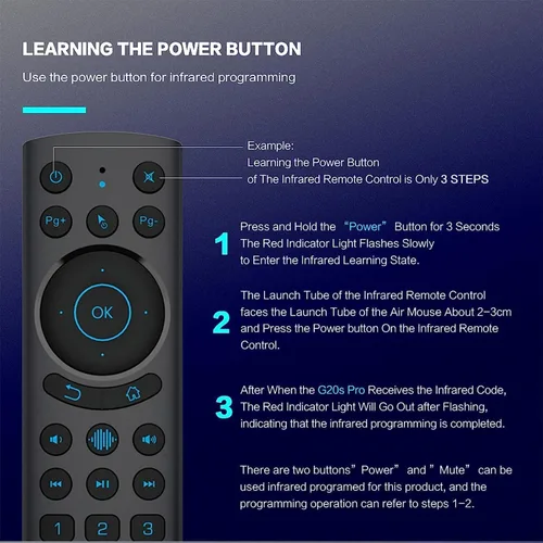 Vista 6 de G20BTS Plus Wireless Bluetooth 5.0 Control remoto retroiluminado por voz Soporte 2.4G Giroscopio USB IR Learning Control remoto para Android TV Box
