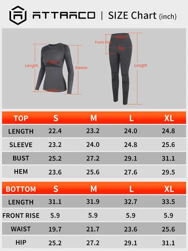 Vista 6 de ATTRACO Conjunto de ropa interior térmica para mujer, pantalones largos, capa base cálida, parte superior e inferior para clima frío