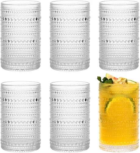 Vista 22 de Moretoes - Juego de 6 vasos de cristal vintage con forma de hobuña, color azul