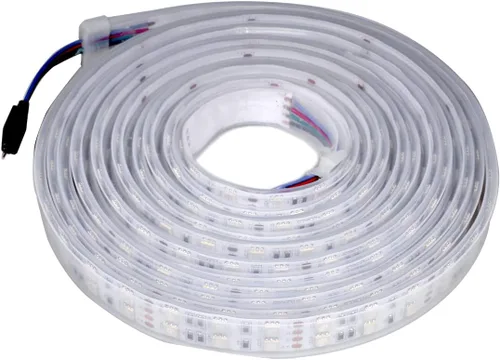 Vista 4 de Tira de luz LED súper brillante de 12 V, doble fila 600 LED, manga impermeable IP67, sin fuente de alimentación (conmutación de 7 colores RGB)