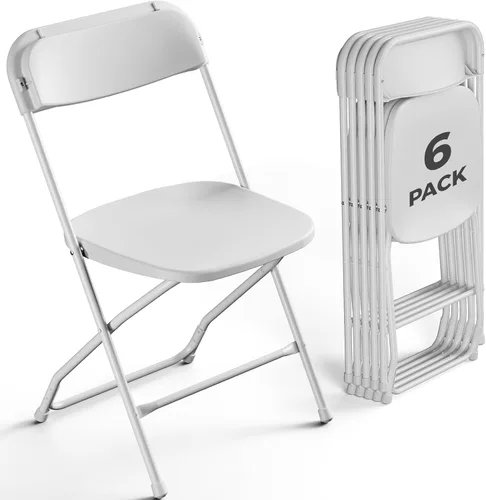 Vista 22 de Paquete de 2 sillas plegables de plástico negro, sillas plegables portátiles para exteriores con marco de acero, capacidad de 350 libras, sillas